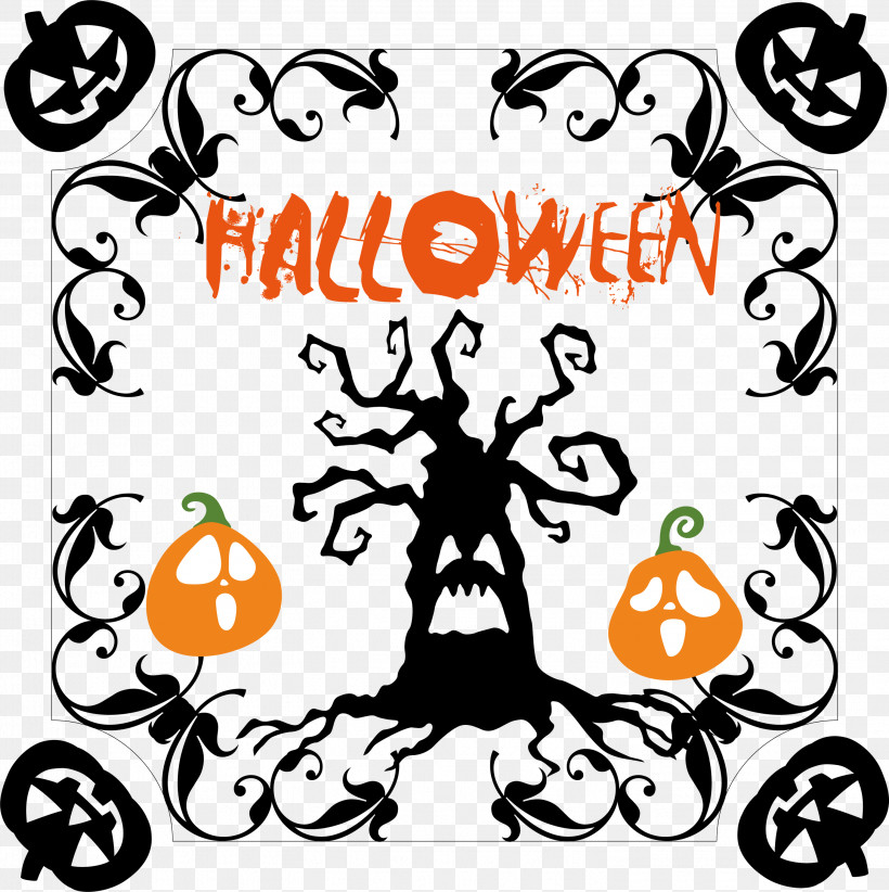 Happy Halloween, PNG, 2992x3000px, Happy Halloween, Cartoon, Flower, Line, Mathematics Download Free