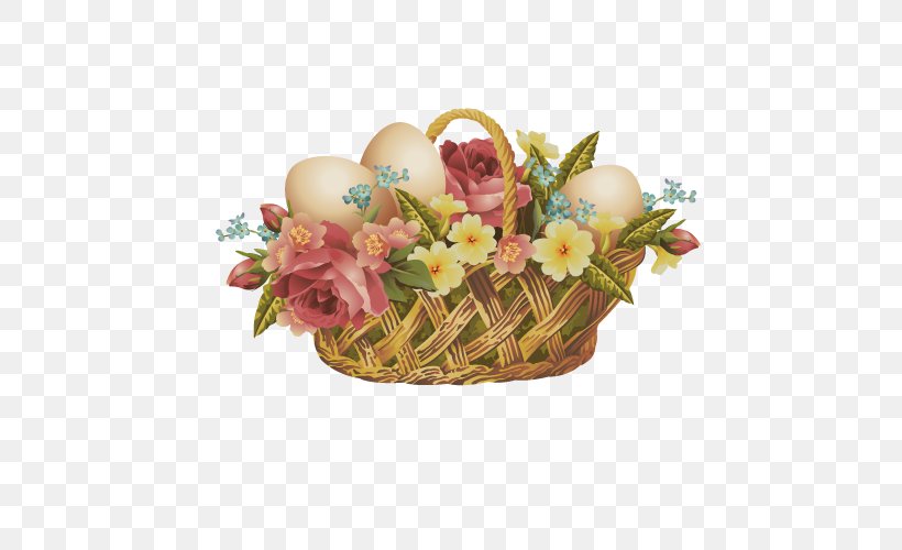 Easter Bunny Easter Basket Clip Art, PNG, 500x500px, Easter Bunny, Artificial Flower, Basket, Cut Flowers, Easter Download Free