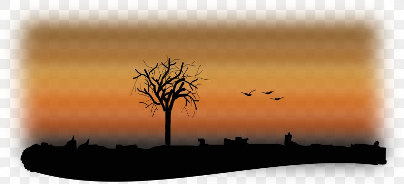 Silhouette Autumn Clip Art, PNG, 2400x1095px, Silhouette, Autumn, Landscape, Savanna, Season Download Free