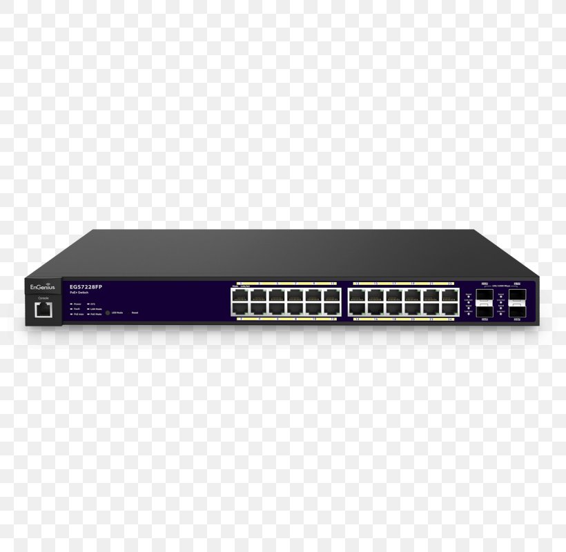 Power Over Ethernet Network Switch 24-Port 1U Rack-Mount Gigabit Small Form-factor Pluggable Transceiver, PNG, 800x800px, Power Over Ethernet, Audio Receiver, Computer Network, Electronic Device, Electronics Download Free