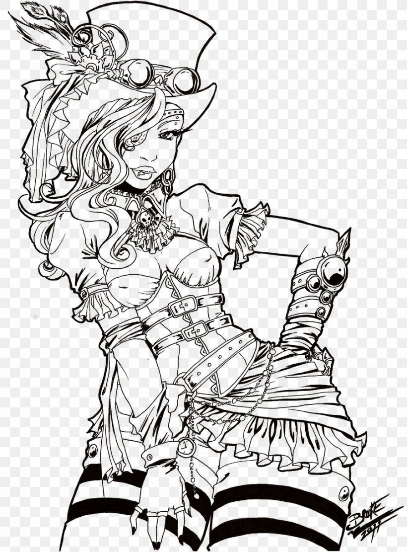 Coloring Book Steampunk Drawing Adult Woman, PNG, 900x1220px, Watercolor, Cartoon, Flower, Frame, Heart Download Free