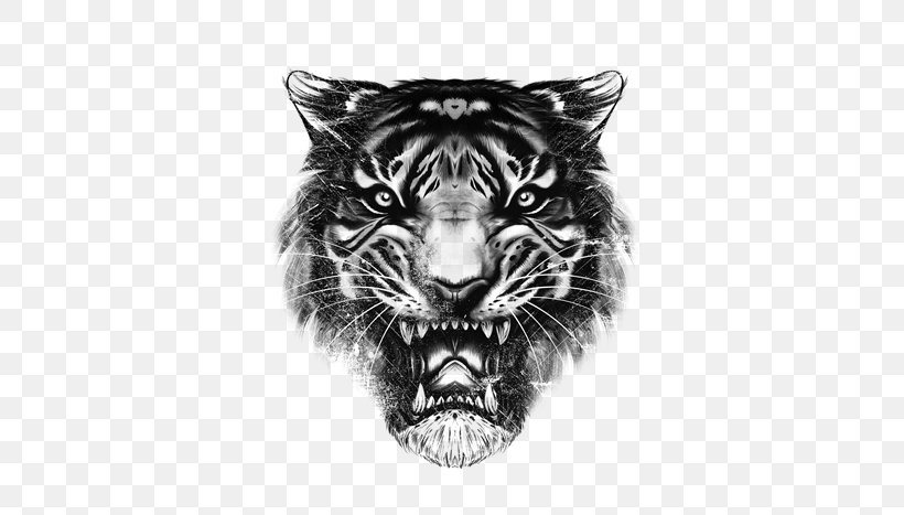 Drawing Tiger Roar Lion, PNG, 400x467px, Drawing, Anger, Bengal Tiger, Big Cats, Black And White Download Free