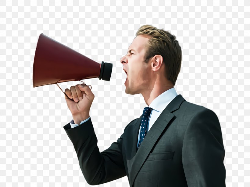 Megaphone Audio Equipment Nose Public Speaking Businessperson, PNG, 2308x1732px, Megaphone, Audio Equipment, Businessperson, Formal Wear, Loudspeaker Download Free