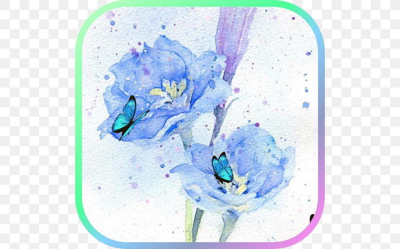 Watercolor Painting Ink Flower, PNG, 512x512px, Watercolor Painting, Art, Blue, Color, Floral Design Download Free