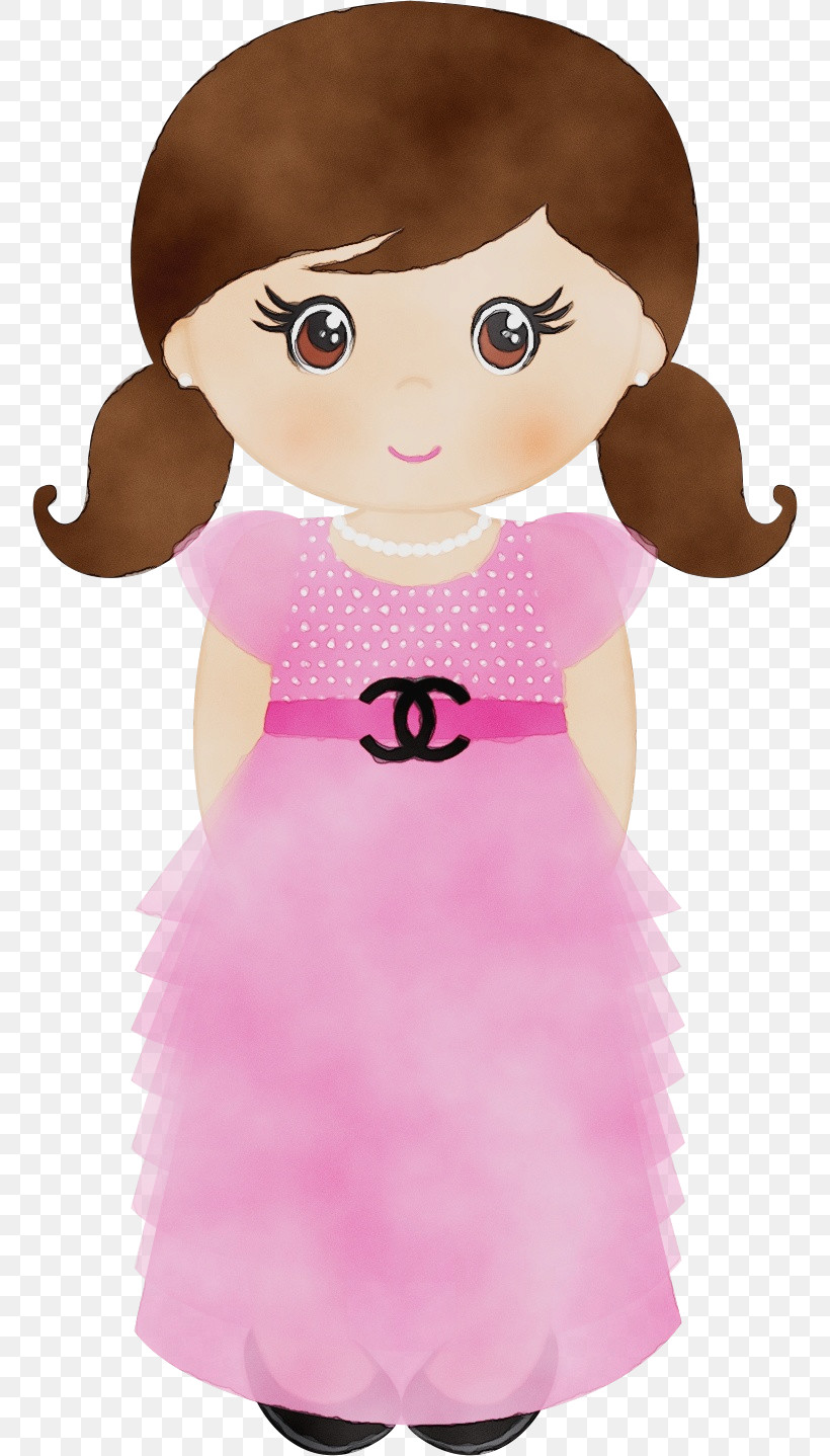 Cartoon Pink Cheek Brown Hair Animation, PNG, 756x1438px, Watercolor, Animation, Brown Hair, Cartoon, Cheek Download Free
