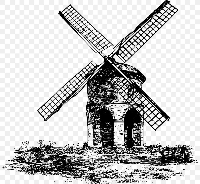Golden Gate Park Windmills Watermill Clip Art, PNG, 800x757px, Golden Gate Park Windmills, Artwork, Black And White, Building, Drawing Download Free