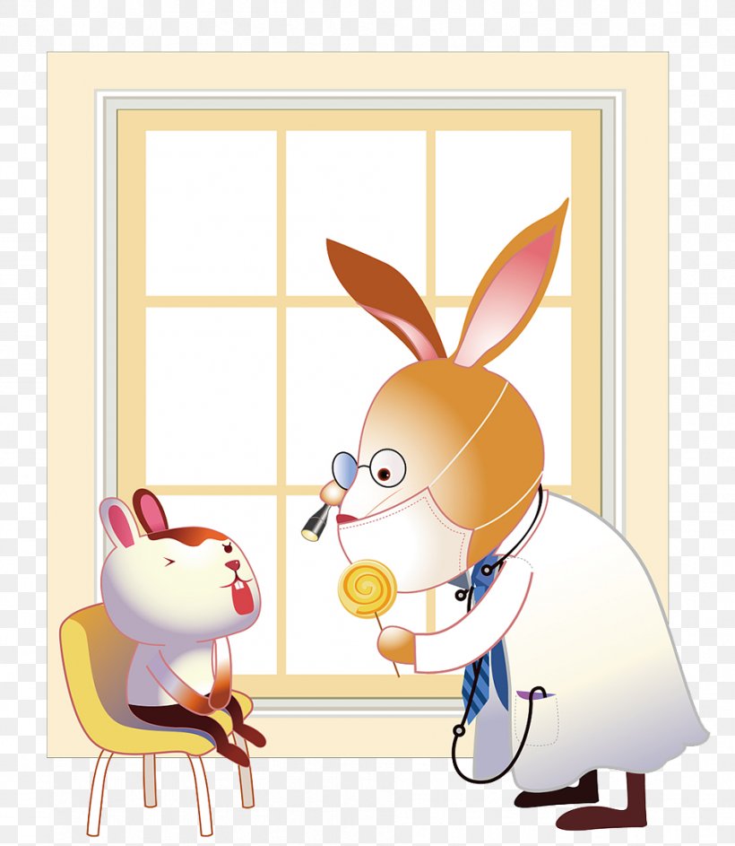 Rabbit Easter Bunny Physician Dentist Illustration, PNG, 945x1087px, Watercolor, Cartoon, Flower, Frame, Heart Download Free
