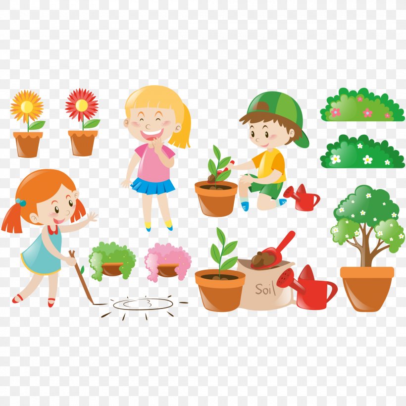 Royalty-free Gardening Illustration, PNG, 2100x2100px, Watercolor, Cartoon, Flower, Frame, Heart Download Free