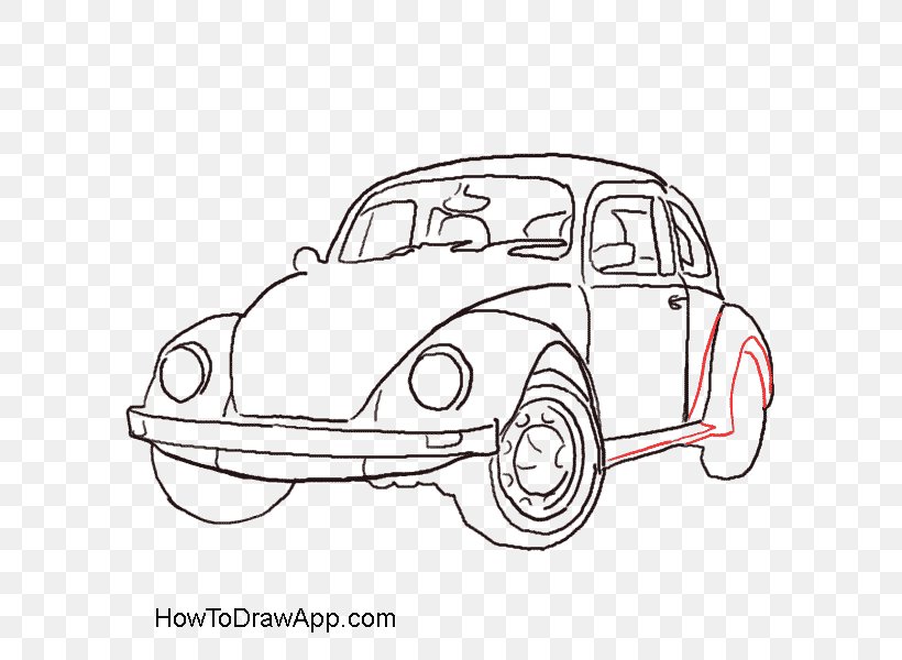 Volkswagen Beetle Classic Car Drawing, PNG, 600x600px, Volkswagen Beetle, Automotive Design, Black And White, Car, Classic Car Download Free