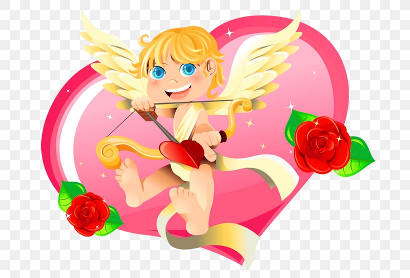 Cupid Heart Valentine's Day Clip Art, PNG, 709x556px, Watercolor, Cartoon, Flower, Frame, Heart Download Free