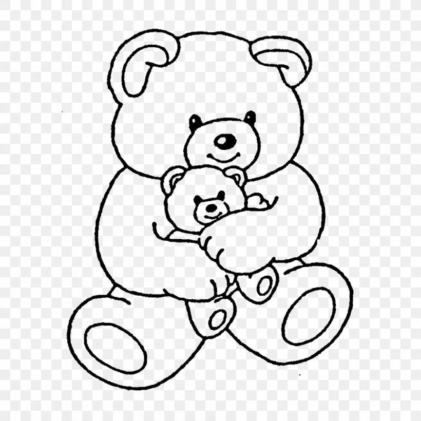 Teddy Bear, PNG, 1000x1000px, White, Bear, Blackandwhite, Cartoon, Coloring Book Download Free
