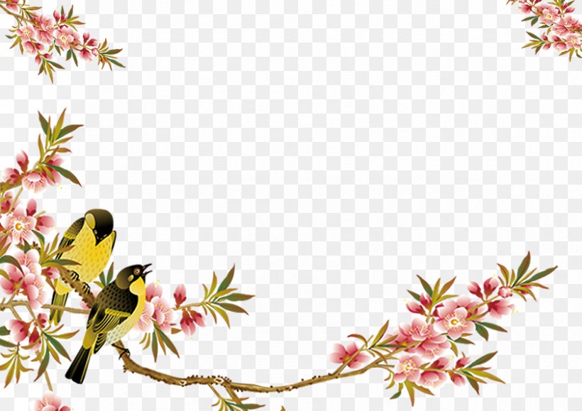 Visual Arts Mural Flower Wall Wallpaper, PNG, 842x595px, Flower, Bird And Flower Painting, Blossom, Branch, Cherry Blossom Download Free
