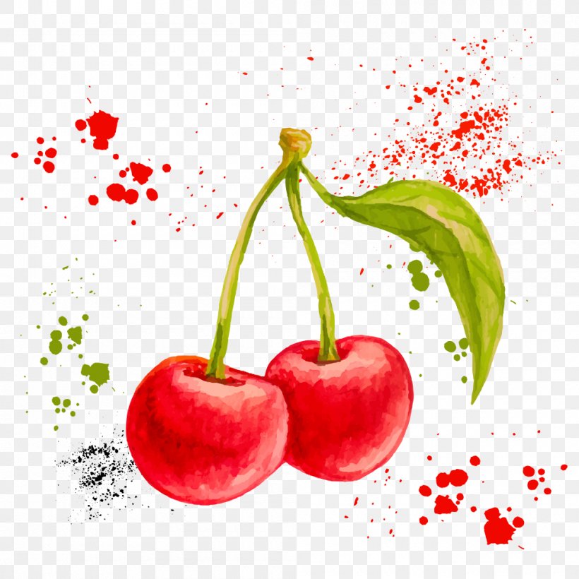 Watercolor Painting Drawing Fruit Illustration, PNG, 1000x1000px, Watercolor Painting, Apple, Auglis, Cherry, Chili Pepper Download Free