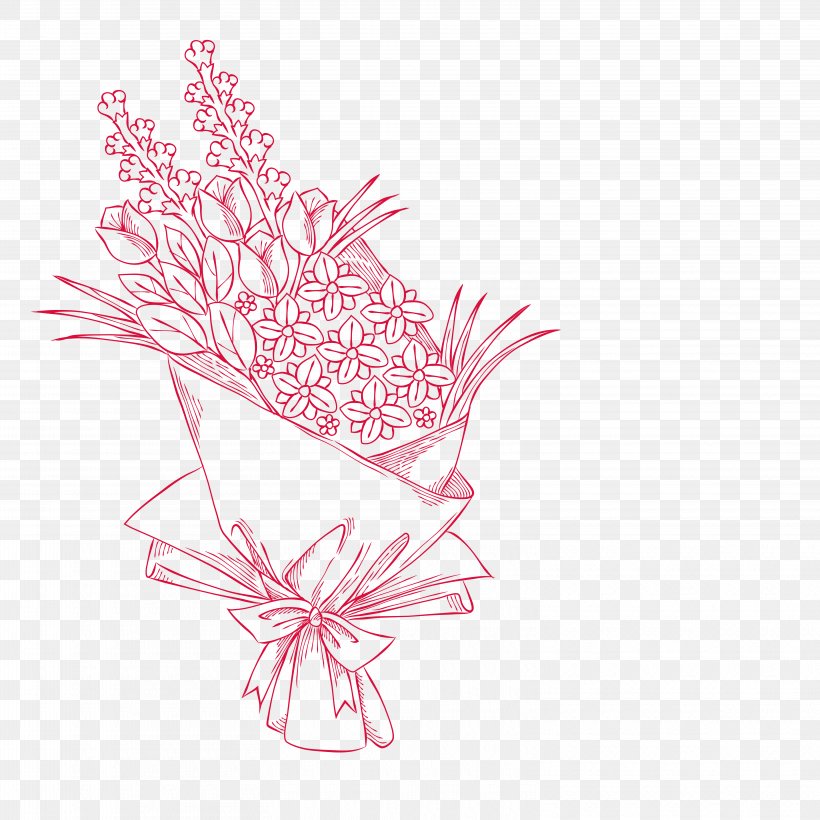 Pink Flower Bouquet Floral Design Drawing, PNG, 6250x6250px, Pink, Designer, Drawing, Floral Design, Flower Download Free