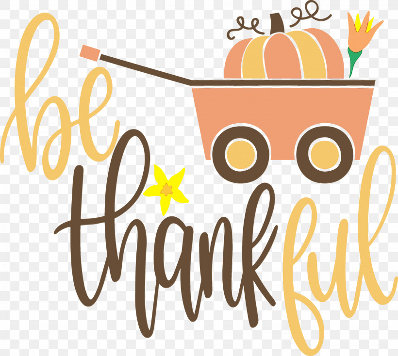 Logo Font Text Yellow Happiness, PNG, 3000x2686px, Be Thankful, Area, Autumn, Biology, Happiness Download Free
