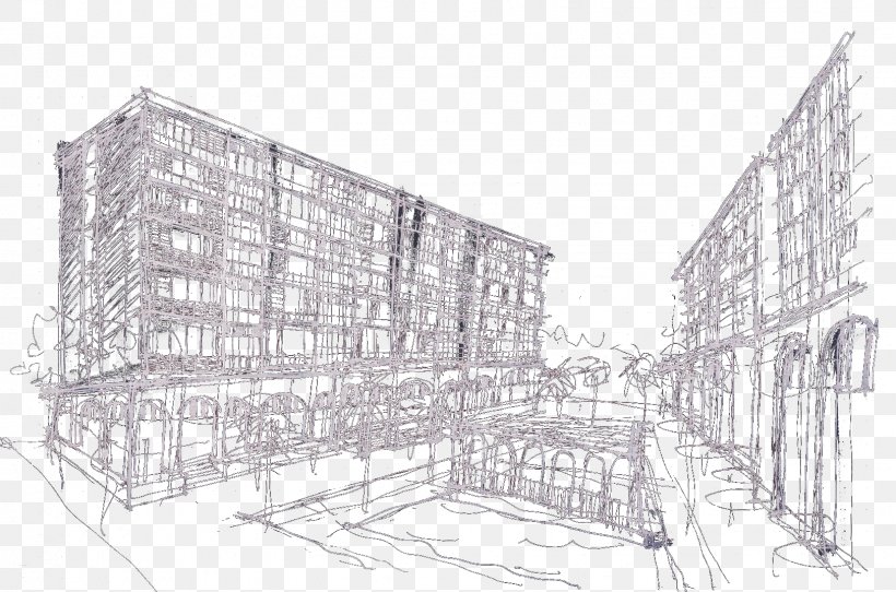 Facade Steel Urban Design Scaffolding Sketch, PNG, 1624x1074px, Facade, Architecture, Area, Artwork, Black And White Download Free