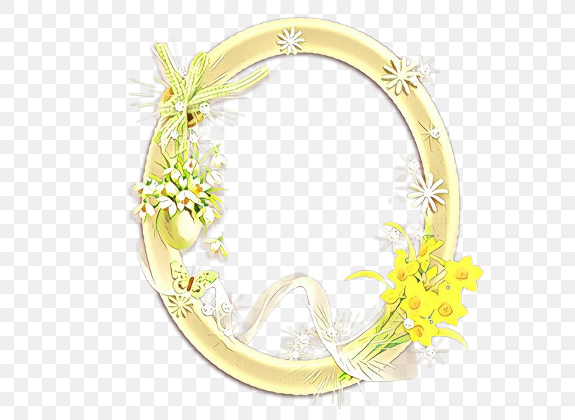 Floral Design, PNG, 600x600px, Cartoon, Floral Design, Oval, Picture Frame, Yellow Download Free