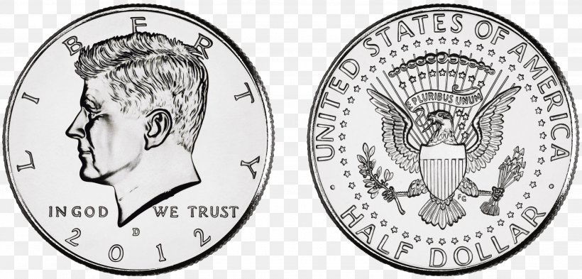 Kennedy Half Dollar Dollar Coin United States Dollar, PNG, 2904x1392px, Philadelphia Mint, Black And White, Brand, Coin, Commemorative Coin Download Free