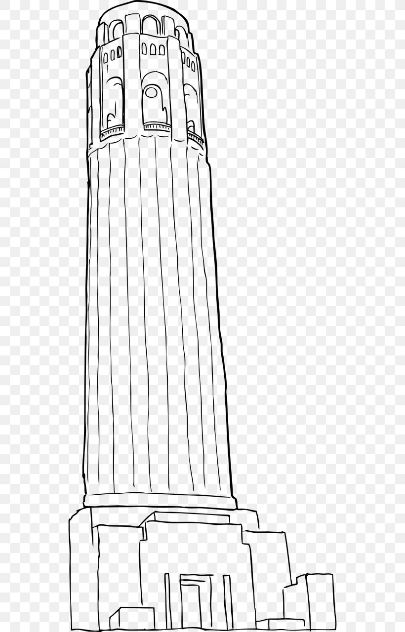 Coit Tower Willis Tower Line Art Drawing, PNG, 640x1280px, Coit Tower, Architecture, Area, Artwork, Black And White Download Free