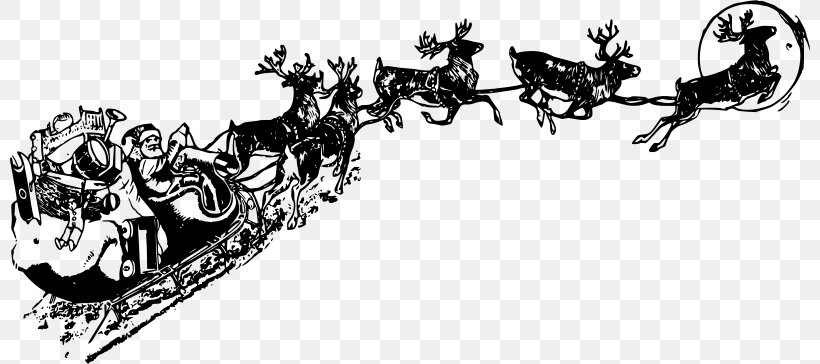 Santa Claus Reindeer Clip Art Sled, PNG, 800x364px, Santa Claus, Chariot, Chariot Racing, Christmas Day, Drawing Download Free
