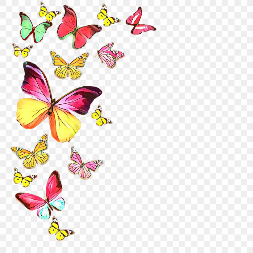 Butterfly Pink Moths And Butterflies Insect Pollinator, PNG, 2000x2000px, Butterfly, Heart, Insect, Moths And Butterflies, Pedicel Download Free