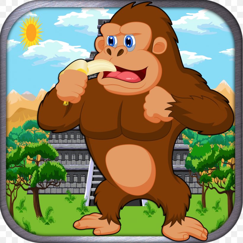 Gorilla Primate Train Game Pet, PNG, 1024x1024px, Gorilla, Architectural Engineering, Bow And Arrow, Carnivoran, Cartoon Download Free