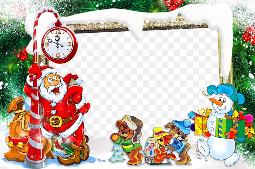 Santa Claus Christmas New Year Photomontage, PNG, 3000x2000px, Watercolor, Cartoon, Flower, Frame, Heart Download Free