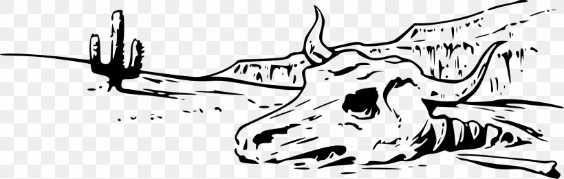 Texas Longhorn Drawing Mammal Clip Art, PNG, 2400x764px, Texas Longhorn, Art, Artwork, Black, Black And White Download Free