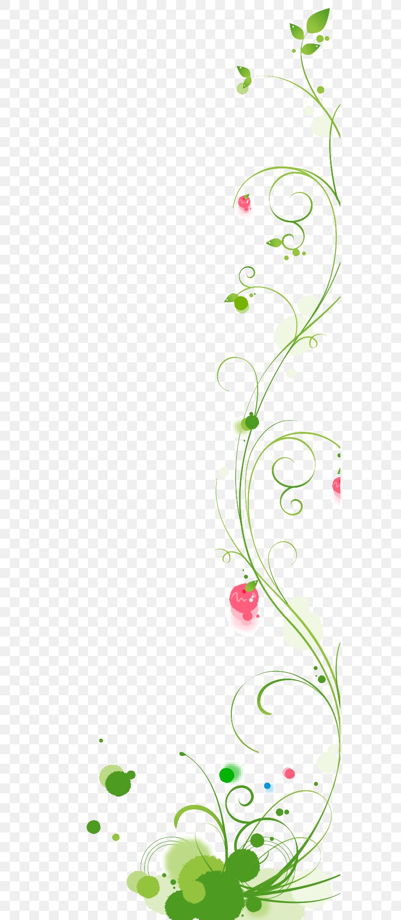 Euclidean Vector Leaf Flower, PNG, 573x1879px, Green, Area, Border, Flora, Floral Design Download Free