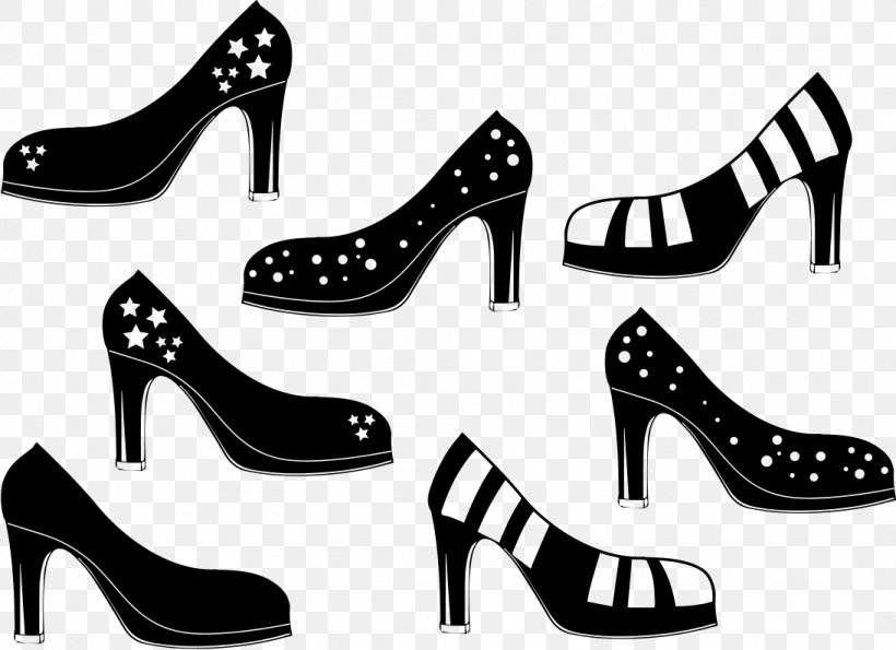 High-heeled Shoe Clip Art, PNG, 1094x794px, Shoe, Black, Black And White, Black M, Footwear Download Free