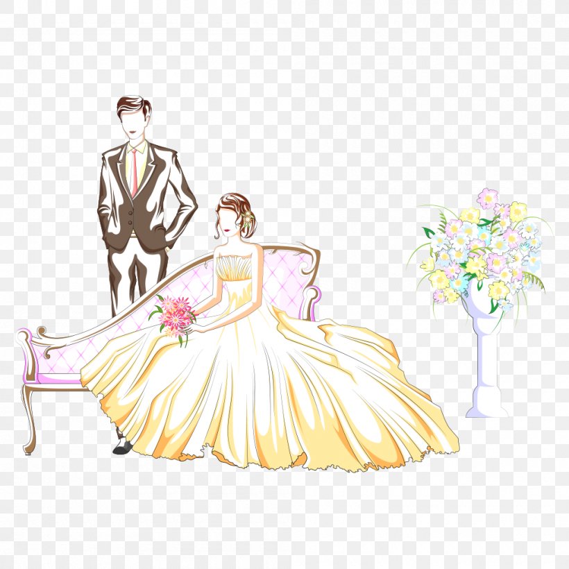 Wedding Photography Cartoon Marriage Illustration, PNG, 1000x1000px, Wedding, Art, Beauty, Bride, Bridegroom Download Free