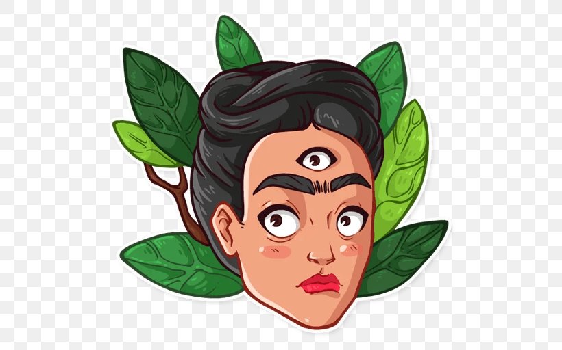 Sticker Frida Kahlo Clip Art Telegram Nose, PNG, 512x512px, Sticker, Art, Cheek, Ear, Eye Download Free