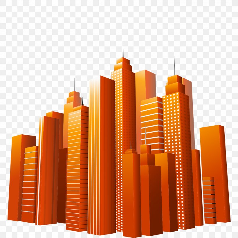 Euclidean Vector Skyscraper, PNG, 1500x1500px, Skyscraper, Orange, Skyscape Art Download Free