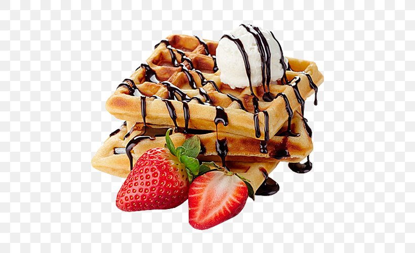 Belgian Waffle Belgian Cuisine Ice Cream Breakfast, PNG, 500x500px, Belgian Waffle, Belgian Cuisine, Breakfast, Chocolate, Chocolate Syrup Download Free