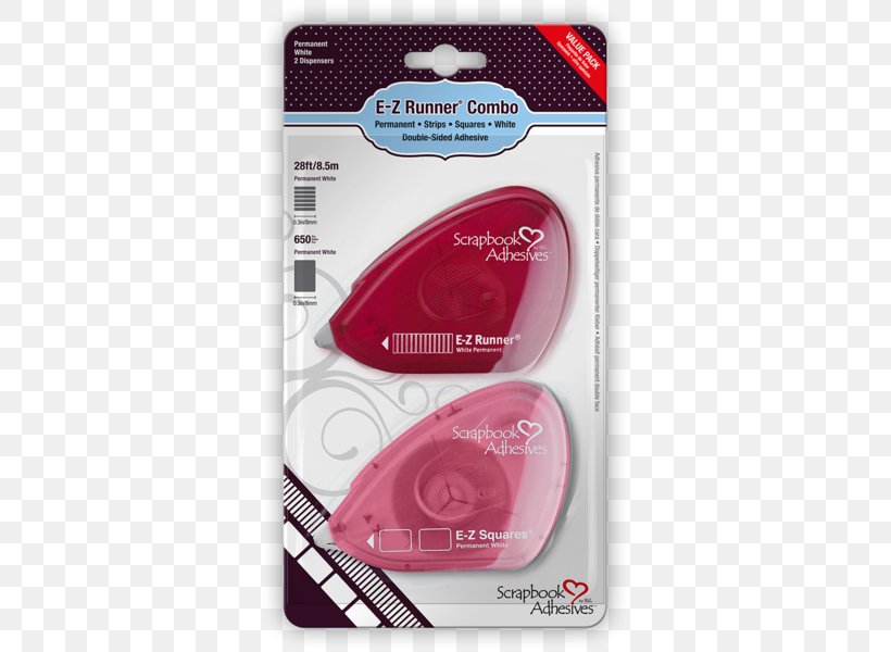 Adhesive Tape 3L E Z Runner Permanent Tape 28 Feet 2 Pkg 1646 Scrapbook Adhesives E-Z Runner Dispenser-Permanent Scrapbooking, PNG, 600x600px, Adhesive Tape, Adhesive, Magenta, Paper, Photo Corners Download Free