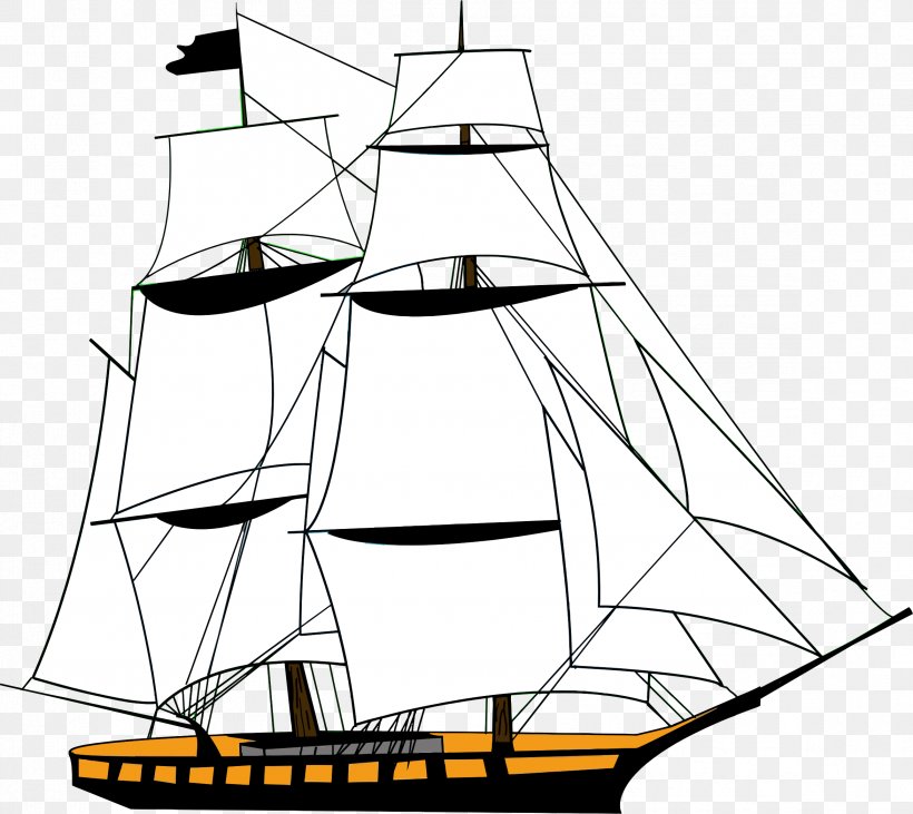 Sailing Ship Clipper Clip Art, PNG, 2342x2090px, Sailing Ship, Baltimore Clipper, Barque, Black And White, Boat Download Free