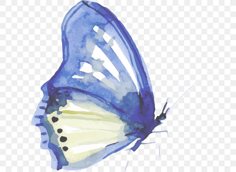 Butterfly Paper Watercolor Painting Ink, PNG, 605x600px, Butterfly, Arthropod, Cobalt Blue, Color, Electric Blue Download Free