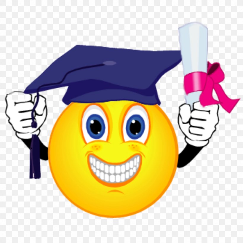 Smiley Graduation Ceremony Emoticon Clip Art, PNG, 1024x1024px, Smiley, Emoticon, Face, Graduation Ceremony, Happiness Download Free