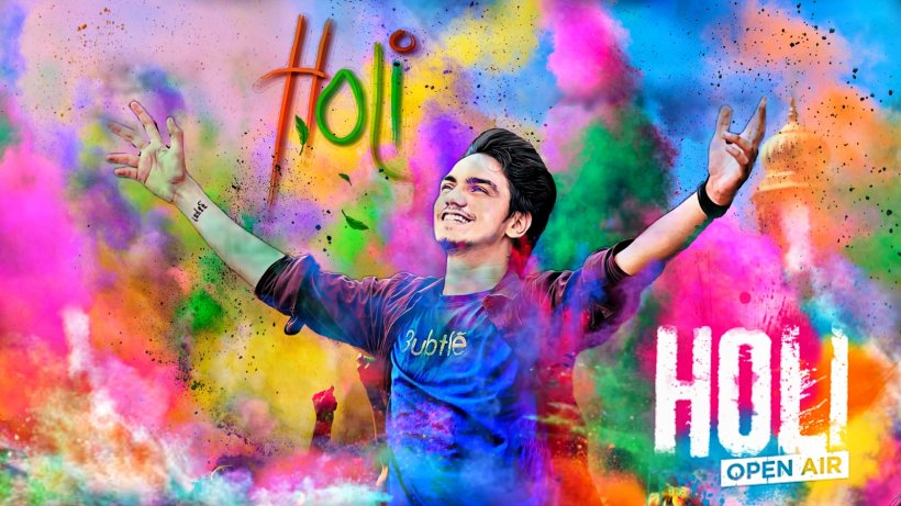 Holi Image Editing PicsArt Photo Studio, PNG, 1600x900px, Watercolor, Cartoon, Flower, Frame, Heart Download Free