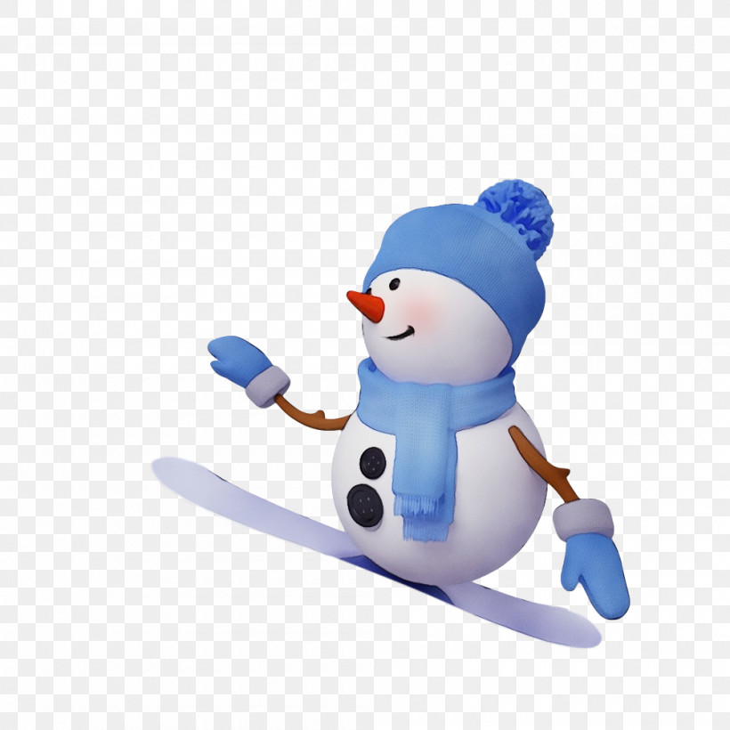 Snowman, PNG, 1000x1000px, Watercolor, Alpine Skiing, Cartoon, Figurine, Paint Download Free