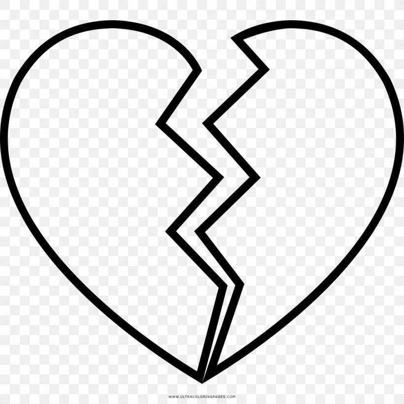 Black And White Drawing Broken Heart Line Art Clip Art, PNG, 1000x1000px, Watercolor, Cartoon, Flower, Frame, Heart Download Free