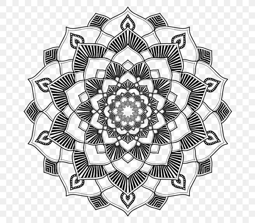 Mandala Clip Art Geometric Shape, PNG, 729x720px, Mandala, Blackandwhite, Coloring Book, Drawing, Flower Download Free