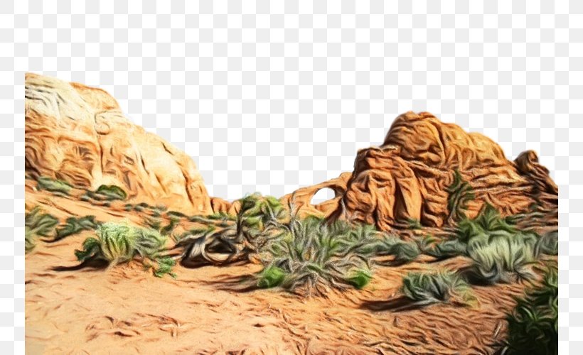Landscape Plant Tree Grass Rock, PNG, 750x500px, Watercolor, Desert, Grass, Landscape, Paint Download Free
