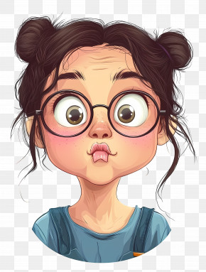 Meme - Funny Cartoon Girl With Glasses Illustration PNG