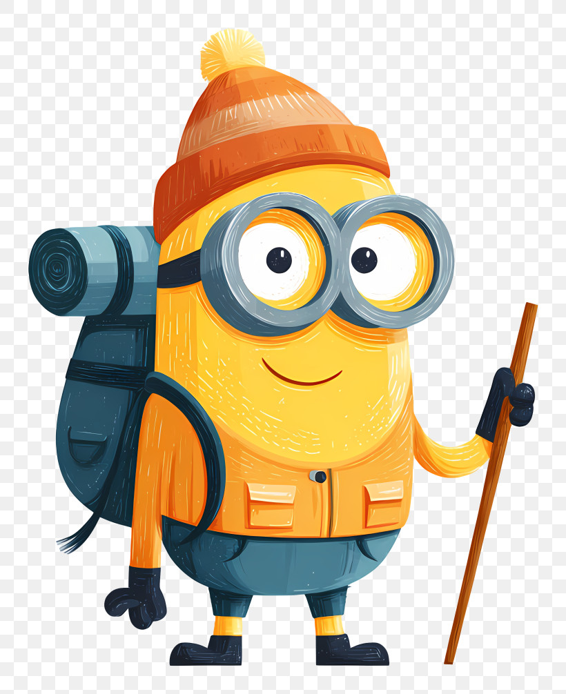 Minion Hiking - Yellow Character Ready For A Hiking Adventure PNG