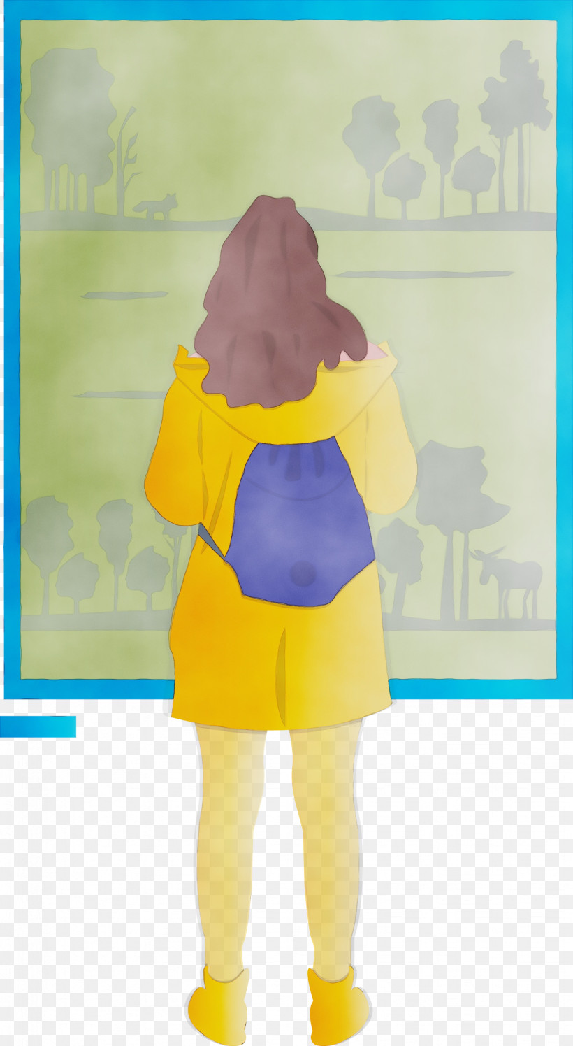 Yellow Standing, PNG, 1644x3000px, Girl, Paint, Standing, Watercolor, Wet Ink Download Free