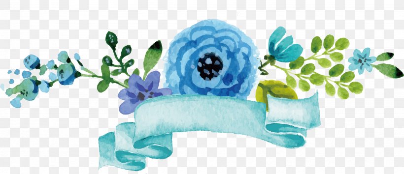 Watercolor Painting Download Flower, PNG, 2461x1064px, Watercolor Painting, Blue, Computer Software, Flower, Organism Download Free