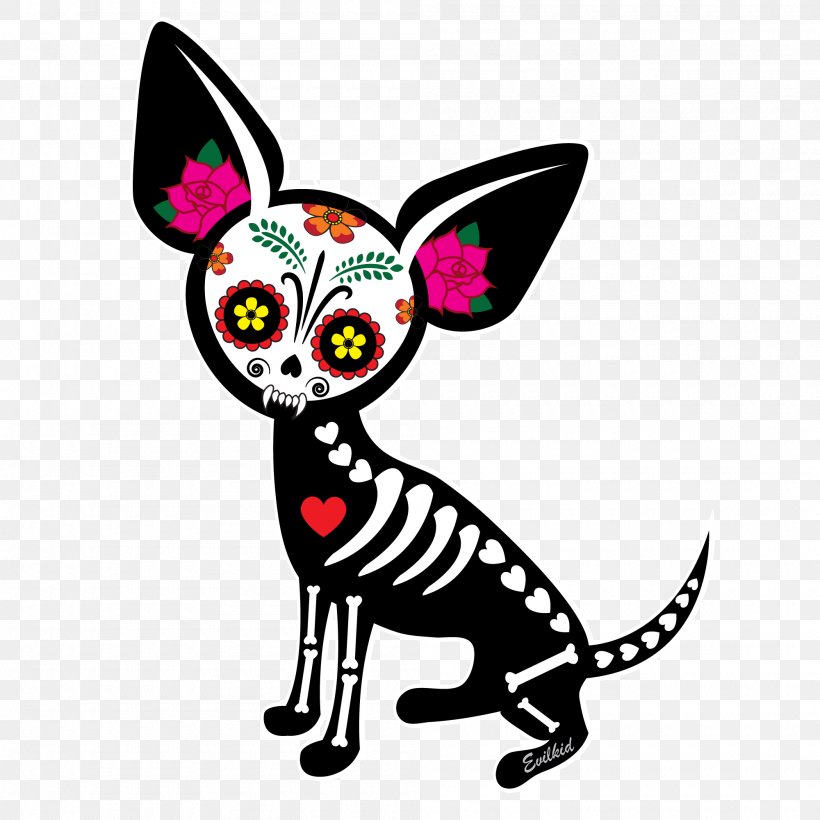 Chihuahua Calavera Skull Day Of The Dead Decal, PNG, 2000x2000px, Chihuahua, Artwork, Bone, Bumper Sticker, Calavera Download Free
