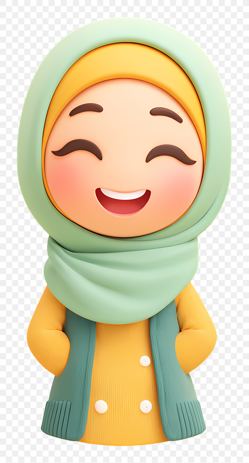 Smiling Hijab Woman Cartoon PNG