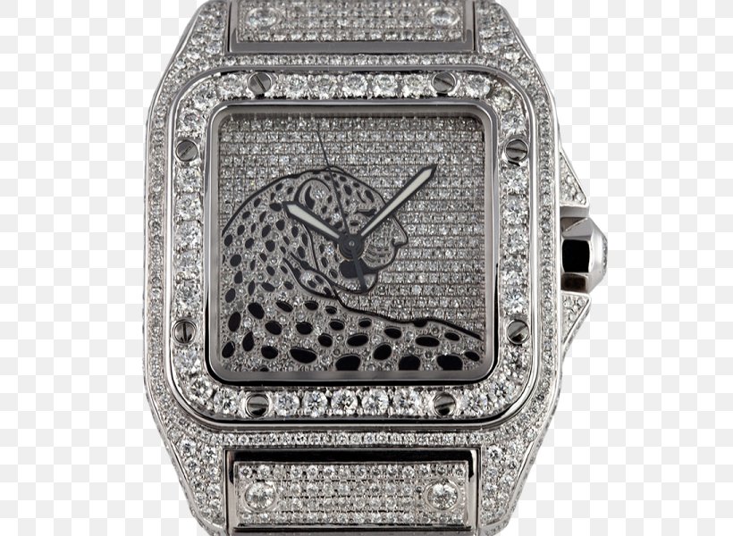 Cartier Santos 100 Watch Leopard Diamond, PNG, 600x600px, Cartier Santos 100, Bling Bling, Blingbling, Bracelet, Brand Download Free